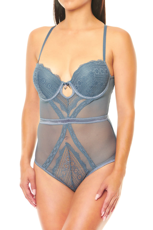 China Blue Lace And Netting Teddy